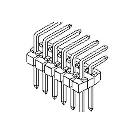 Molex Board Connector, 16 Contact(S), 2 Row(S), Male, Right Angle, 0.1 Inch Pitch, Solder Terminal, Black 901220928
